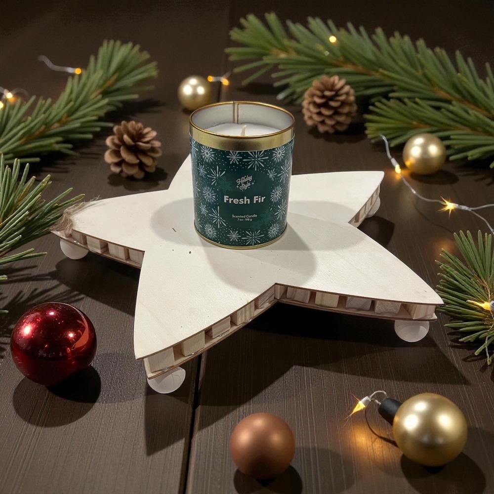 New Wooden Star TabletopTray Decor, 10 inches Width